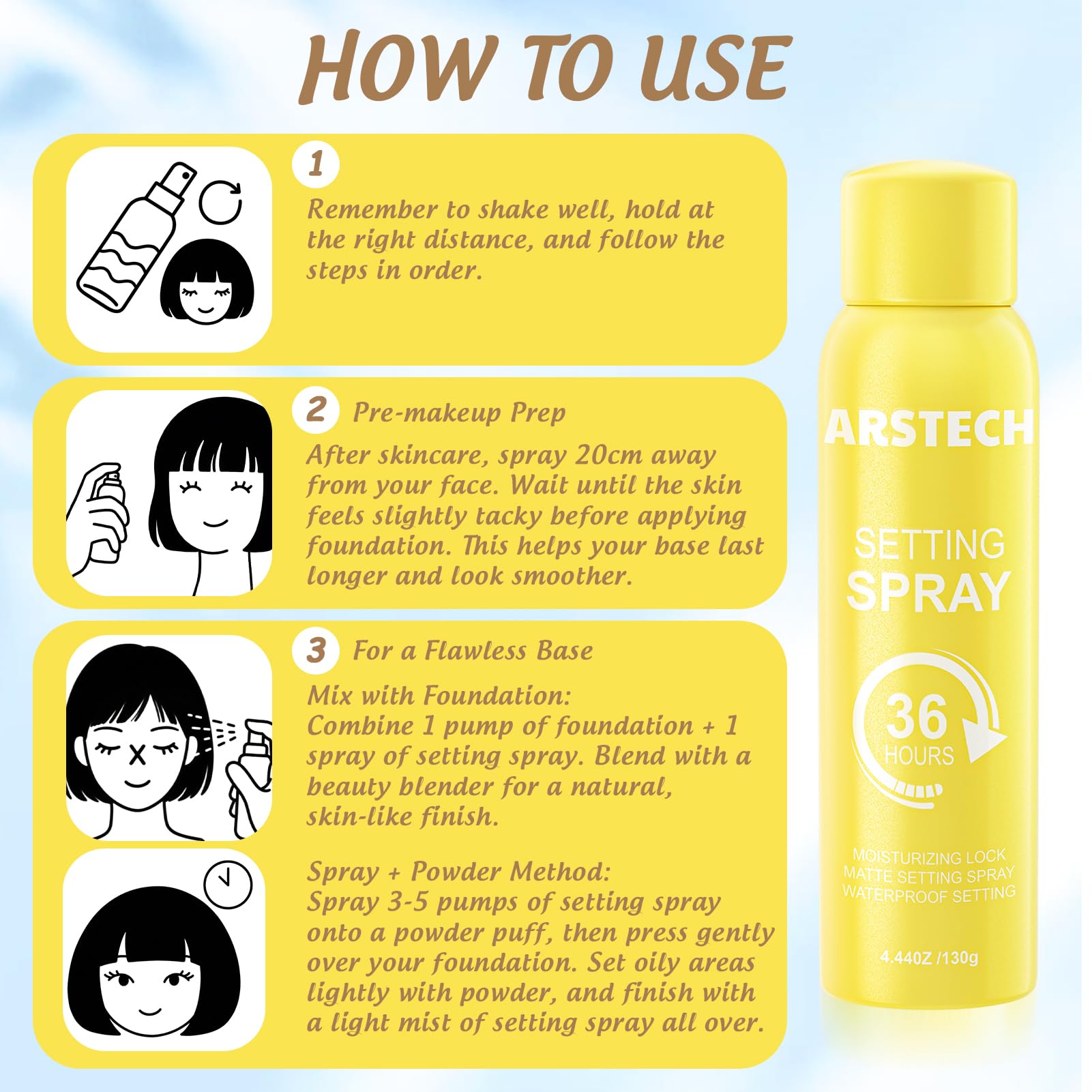 Arstech setting spray 4.44 fluid ounce packaging