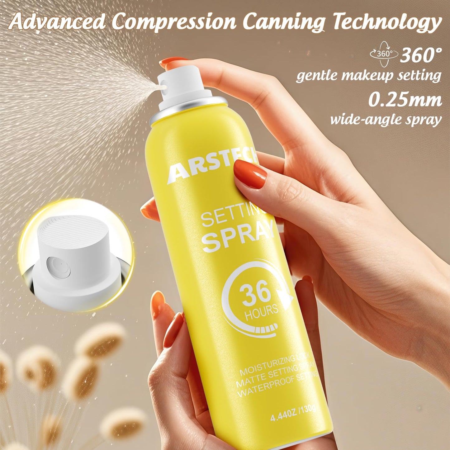 Long-lasting Arstech setting spray lifestyle product shot