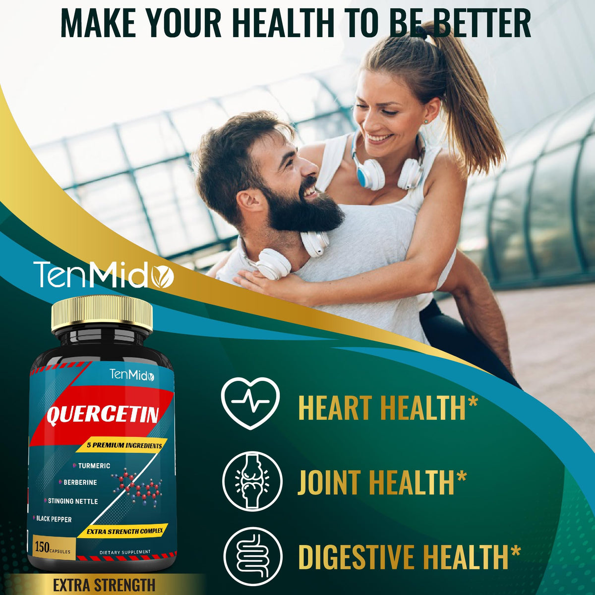 Tenmido Quercetin authentic USA imported wellness supplement clear label view