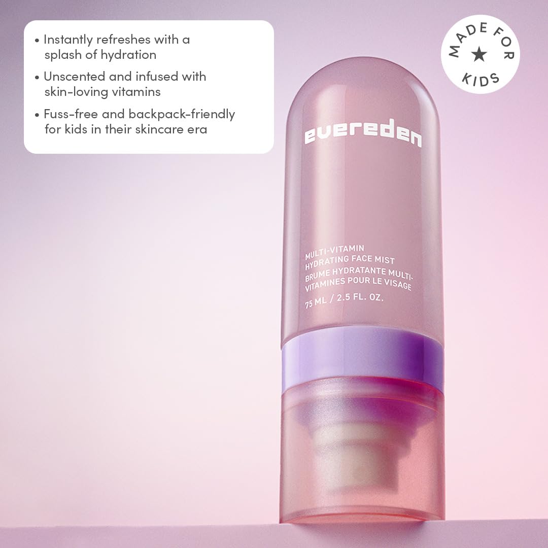 Child using Evereden hydrating face mist for daily skincare