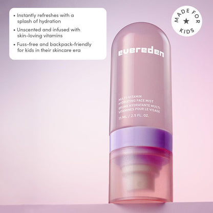 Child using Evereden hydrating face mist for daily skincare