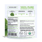 Side angle of KOYAH organic freeze dried nettle leaf 60 capsules packaging detailing product purity.