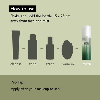 Haruharu Wonder Black Bamboo Mist clear product packaging alongside natural green bamboo elements highlighting key extracts.