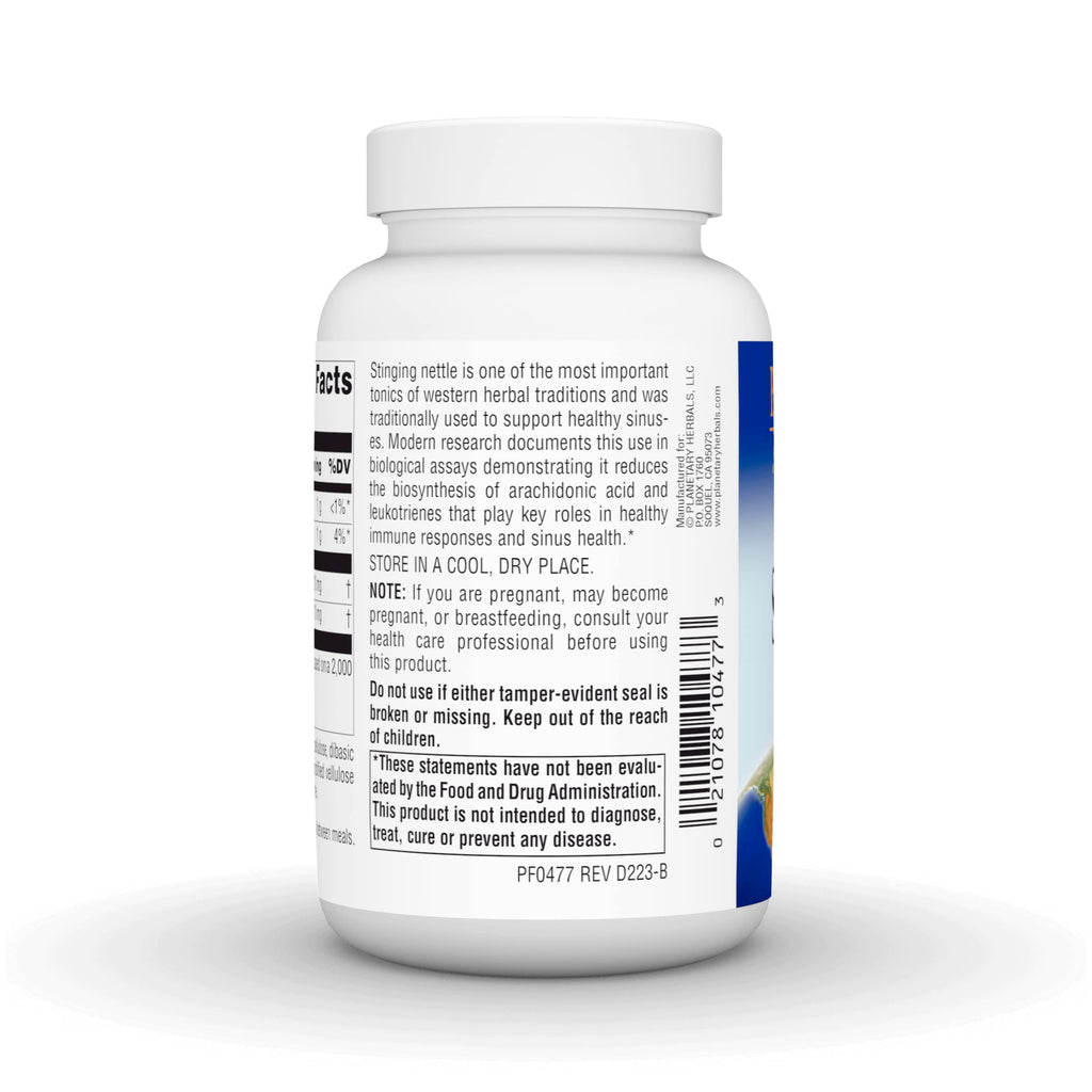 Planetary Herbals herbal supplement nutritional facts label