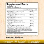 Superfood MD adaptogenic liquid supplement side panel highlighting the complete ingredient list and nutritional facts
