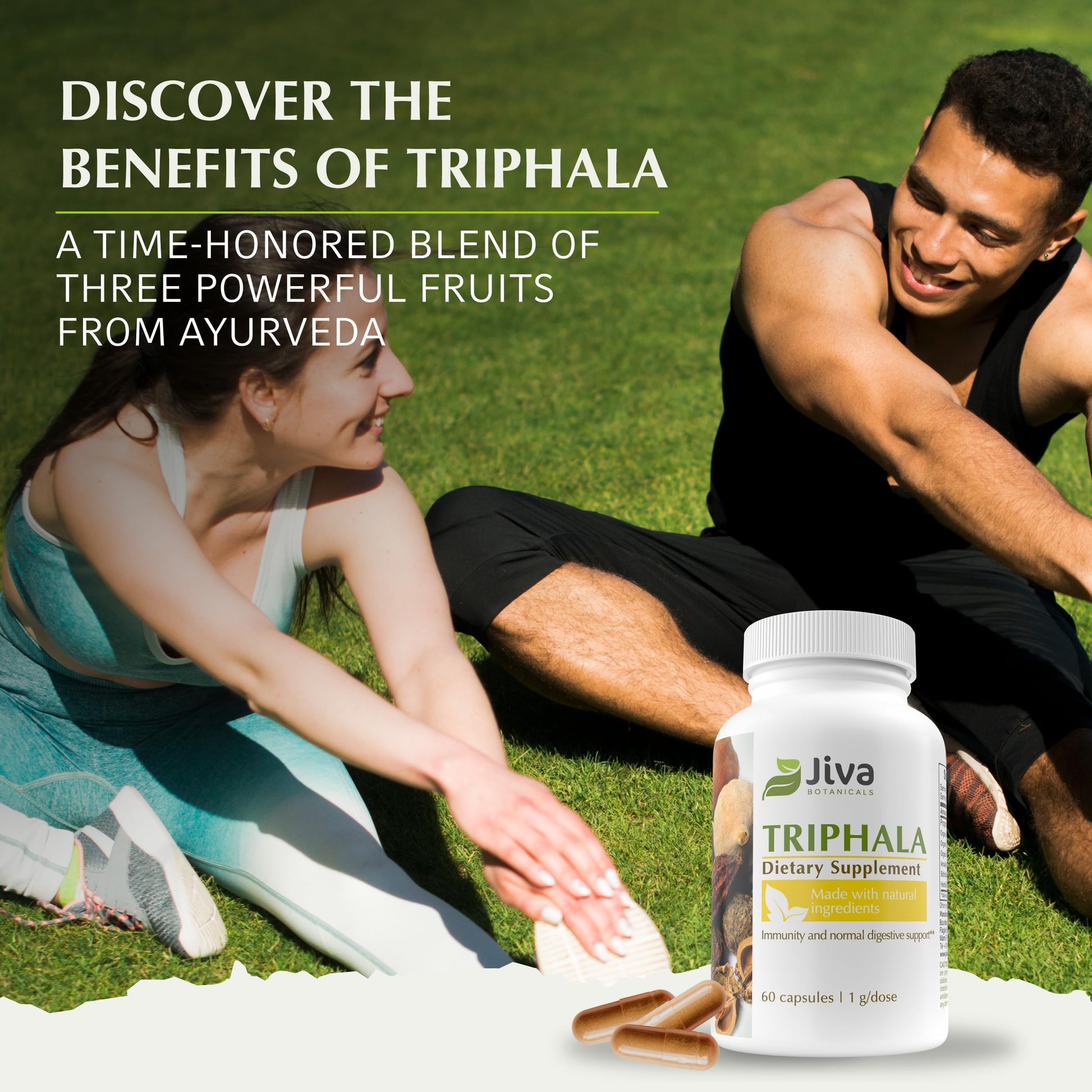 Authentic USA sourced Jiva Botanicals Triphala supplement for colon cleansing