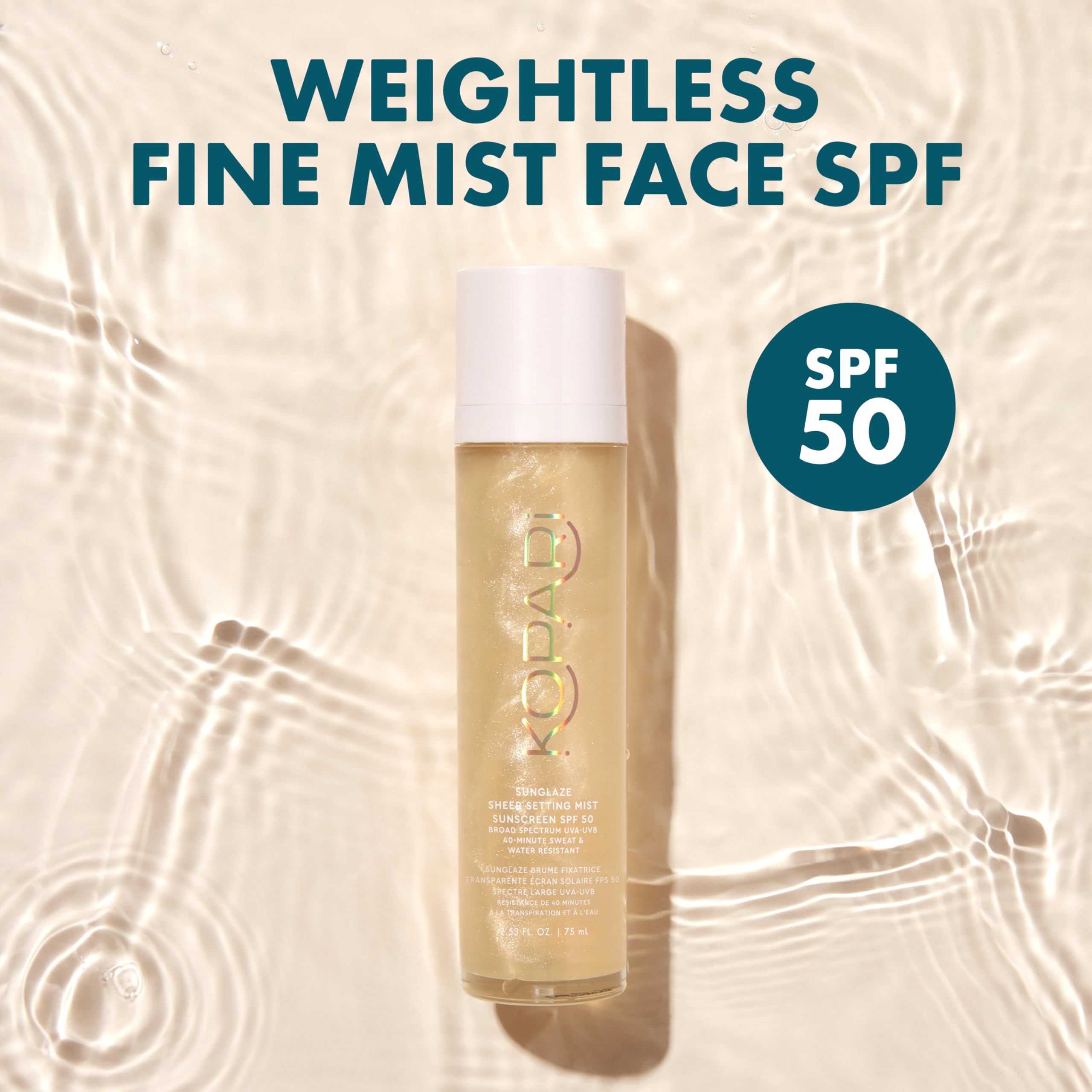Kopari Sunglaze Setting Mist showing ultra-fine spray nozzle
