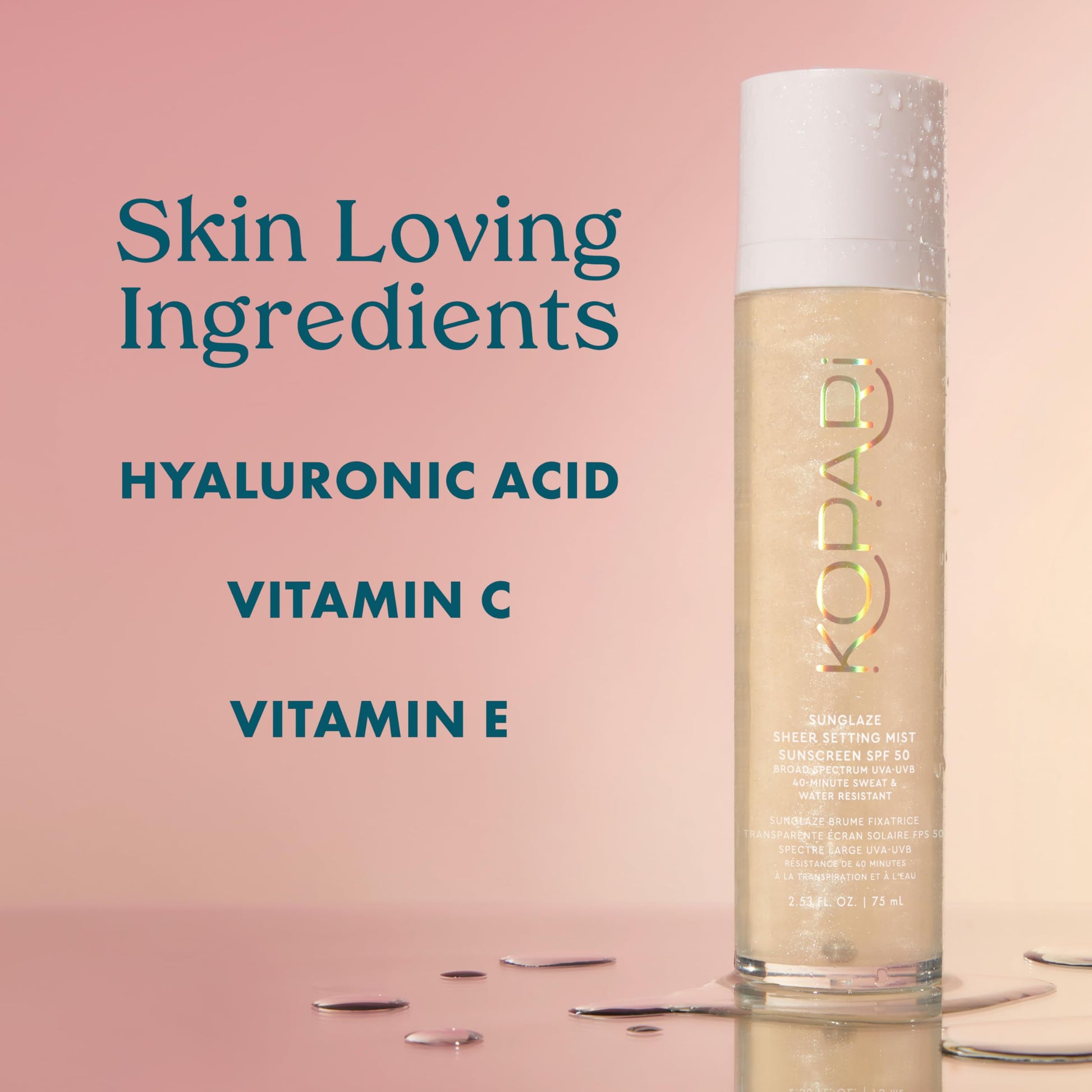 Kopari setting mist used over makeup for dewy finish