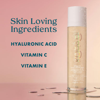 Kopari setting mist used over makeup for dewy finish
