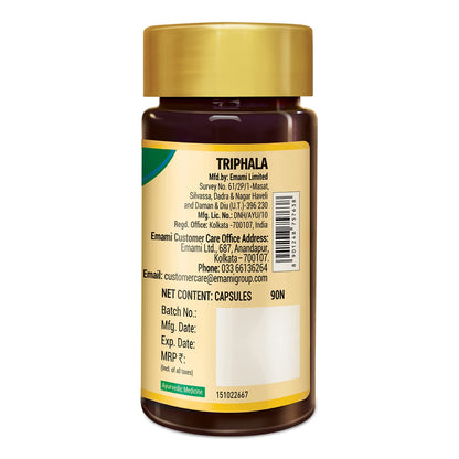 Zandu Triphala antioxidant capsules container standing upright on clean white background