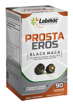 Prosta Eros prostate supplement close up of black maca and saw palmetto formula.