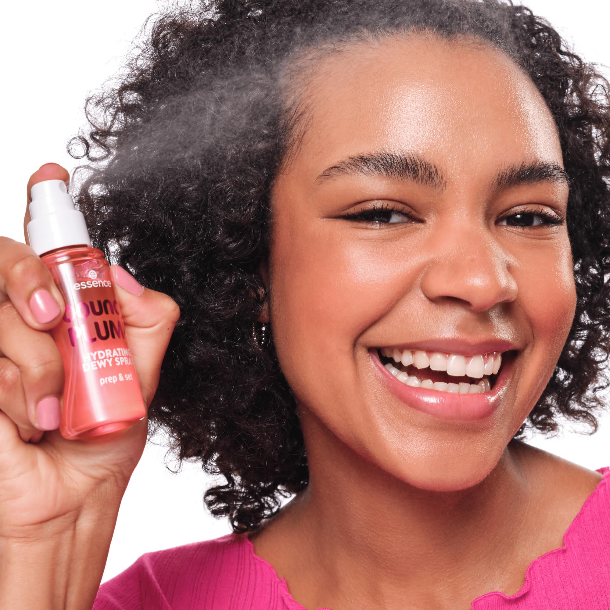 Close up of Essence Bouncy Plump hydrating facial spray mist
