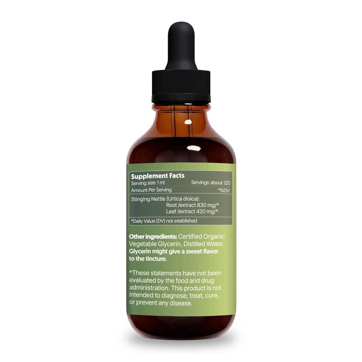 Herbana Manufacturing Nettle Leaf and Root tincture bottle displayed clearly to showcase the 90-day supply size.
