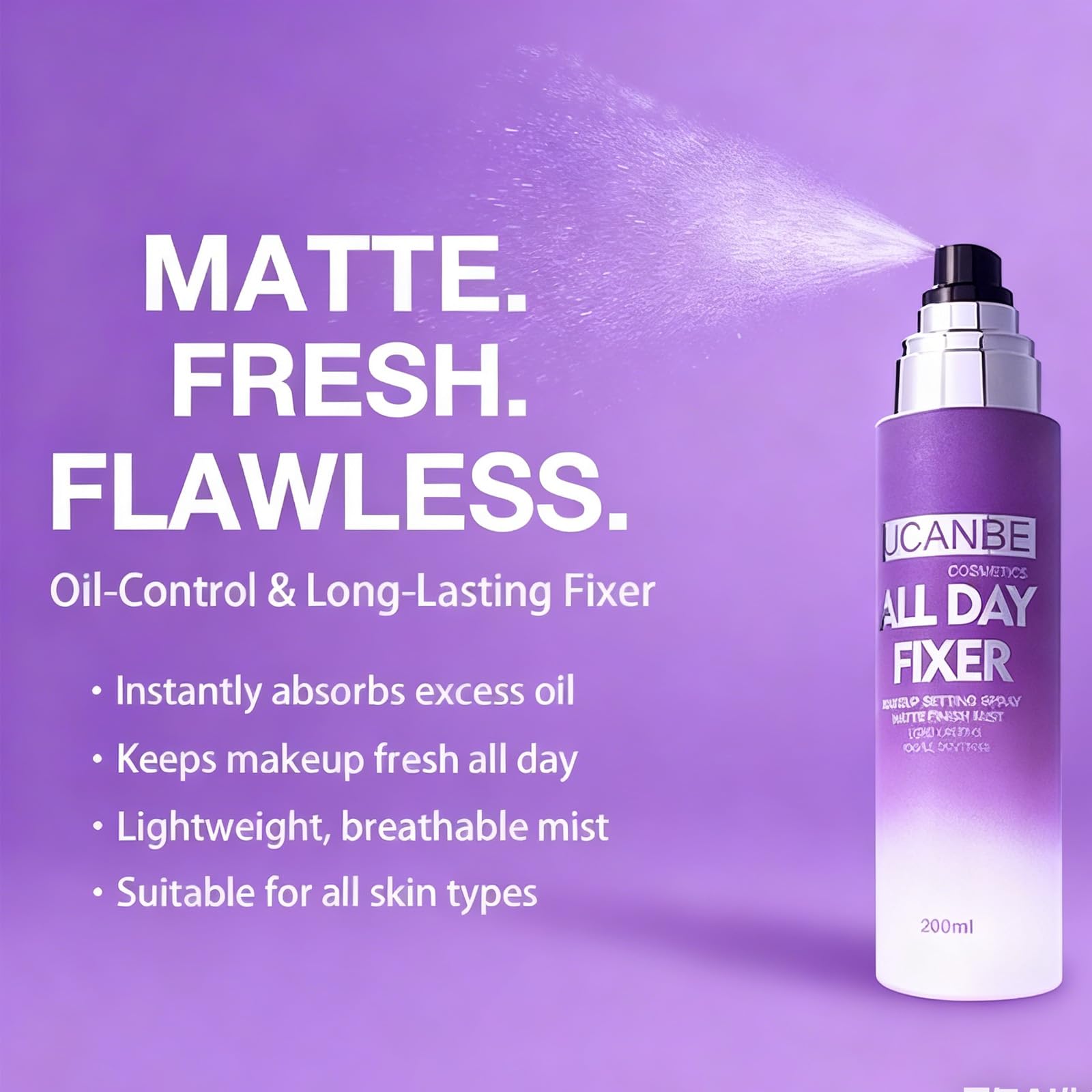 Ucanbe makeup finishing spray displaying the nano atomizing mist nozzle closeup