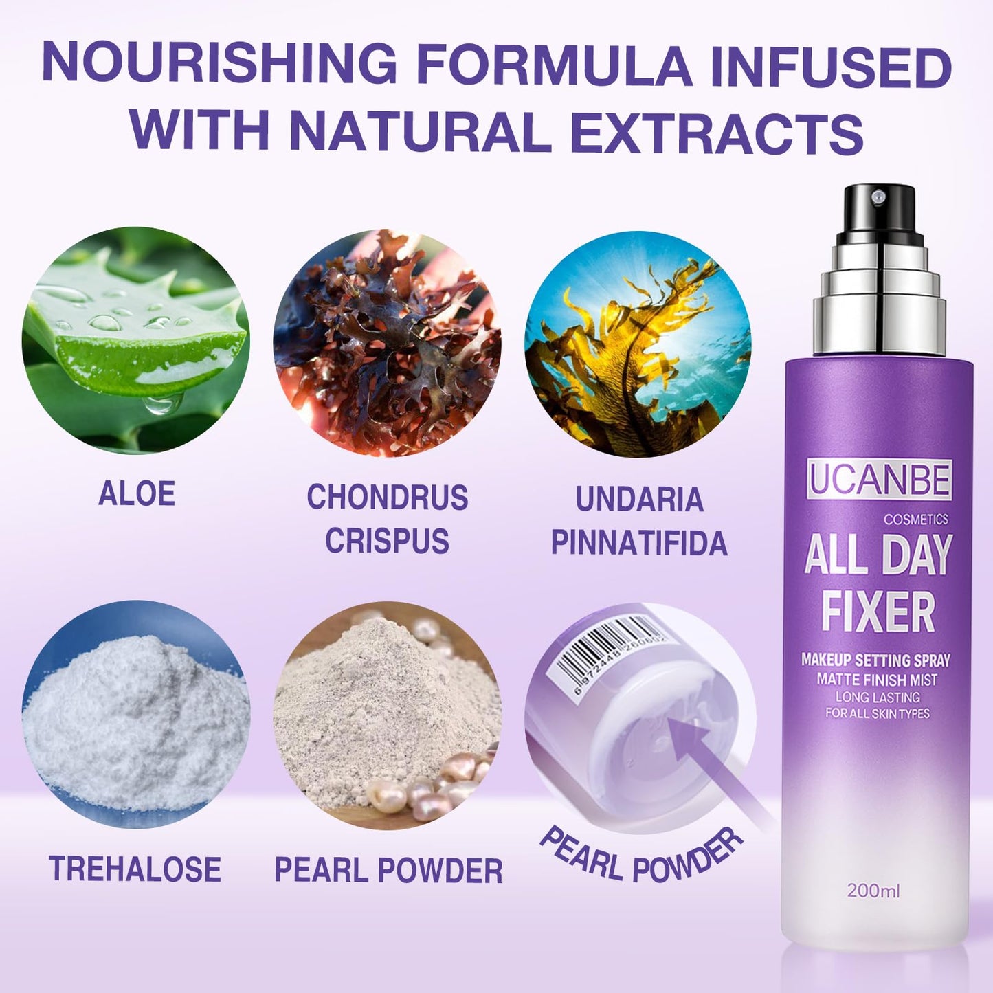 Oil control matte face fixer mist product dimensions and text back view