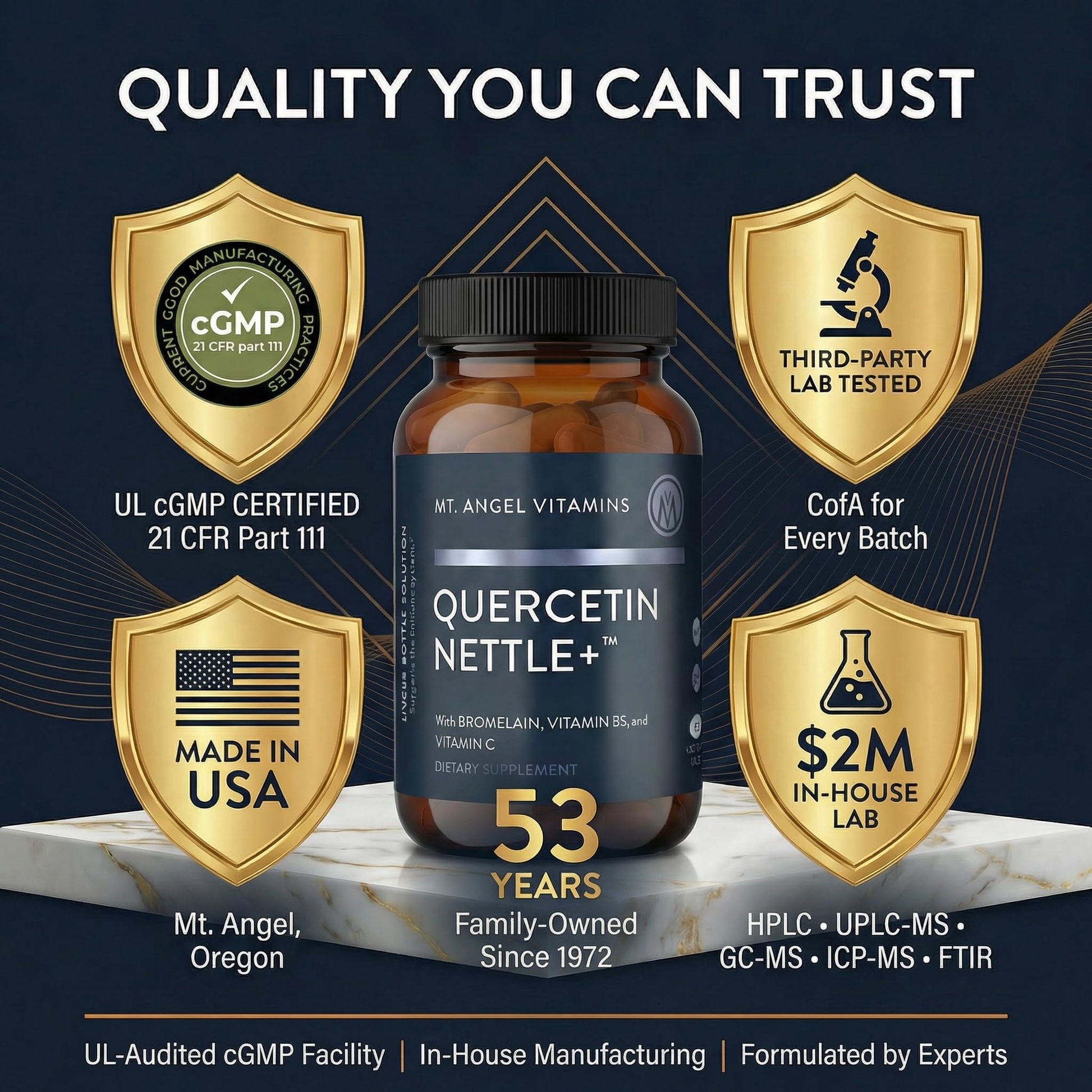 Mt. Angel Vitamins 60 vegetarian tablets bottle detail