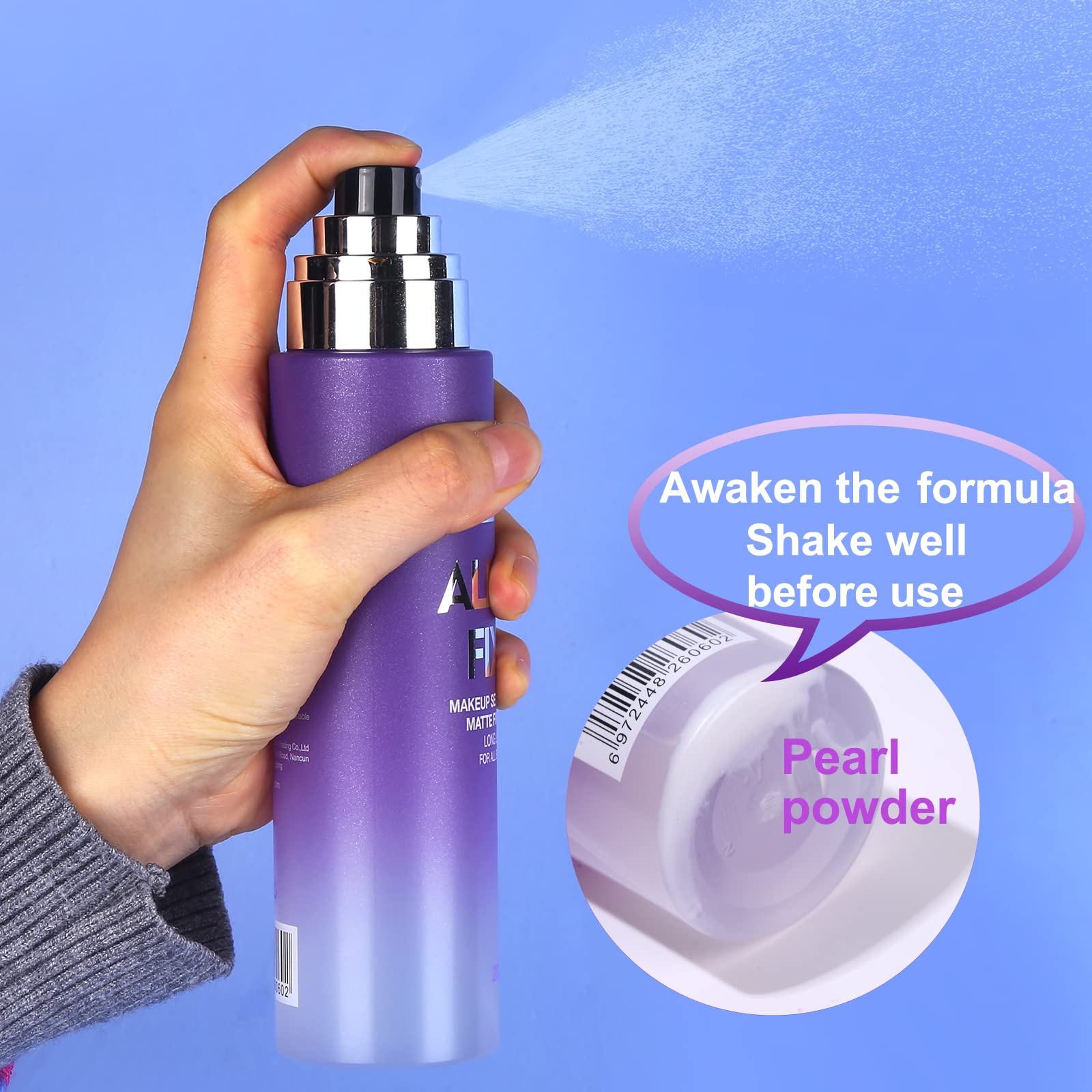 Cosluxe Ucanbe cosmetics setting spray bottle alongside its protective outer carton packaging