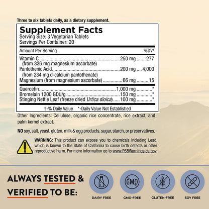 Mt. Angel Vitamins Quercetin Nettle side label view