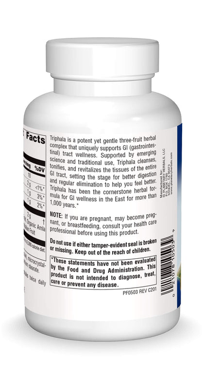 Planetary Herbals Triphala internal cleanser supplement facts and ingredients panel