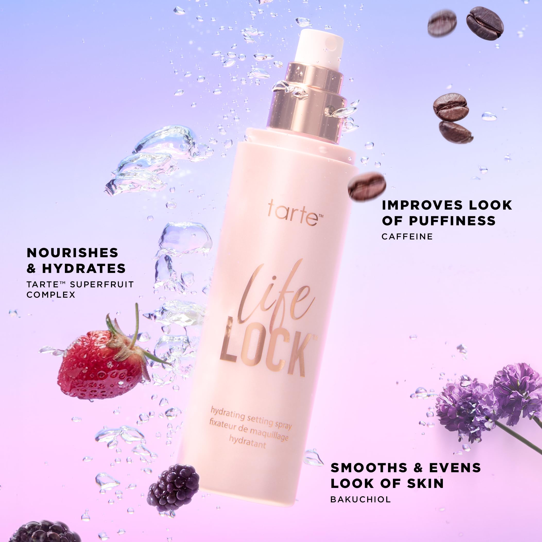 Application of Tarte setting spray on skin