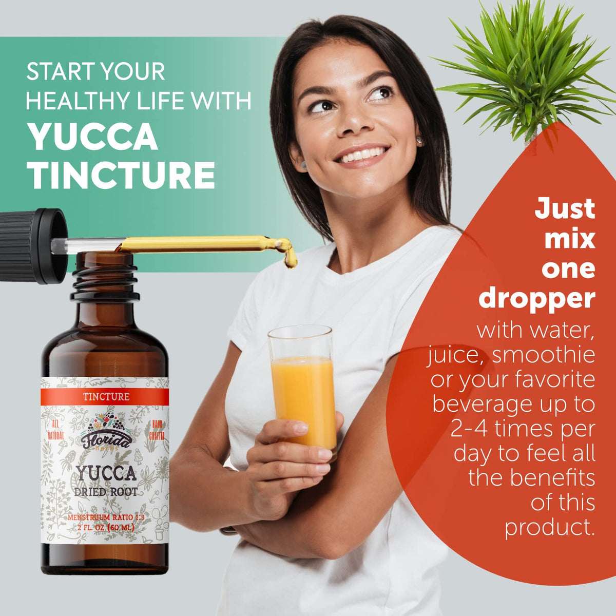 Authentic USA imported Florida Herbs yucca tincture bottle