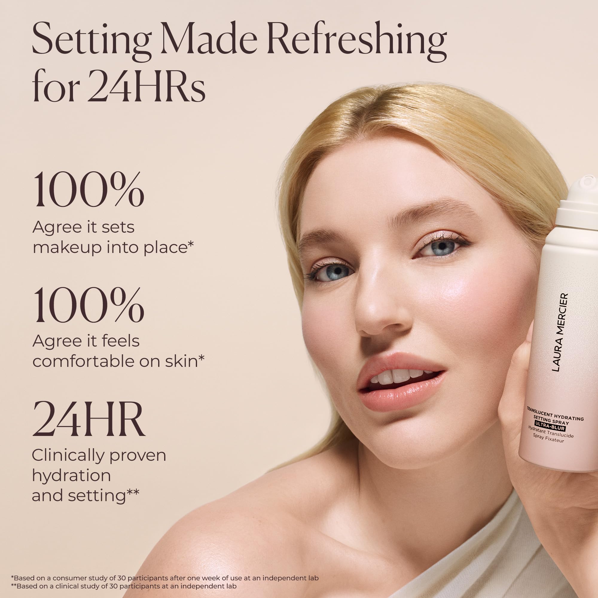 Texture demonstration of Laura Mercier micro-fine blurring face mist