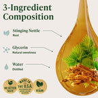 Herbamama Stinging Nettle herbal liquid drops side panel displaying non GMO and sugar free product details