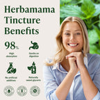Herbamama Stinging Nettle root dietary supplement bottle standing upright with clear dosage guidelines