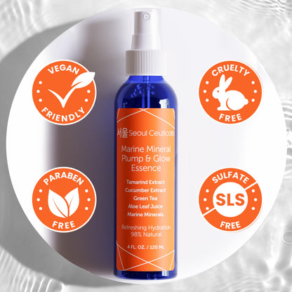 SeoulCeuticals alcohol free skin toner bottle alongside natural botanical elements.