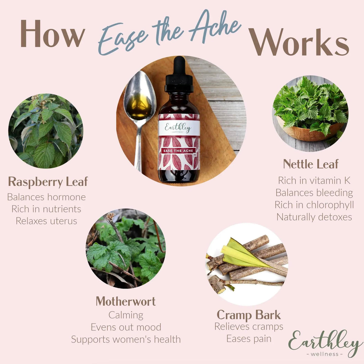 Organic ingredients list on the back label of Earthley Wellness hormone support tincture