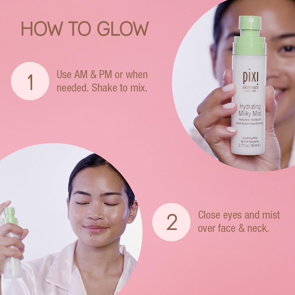 Authentic USA imported Pixi milky moisturizer spray bottle close up