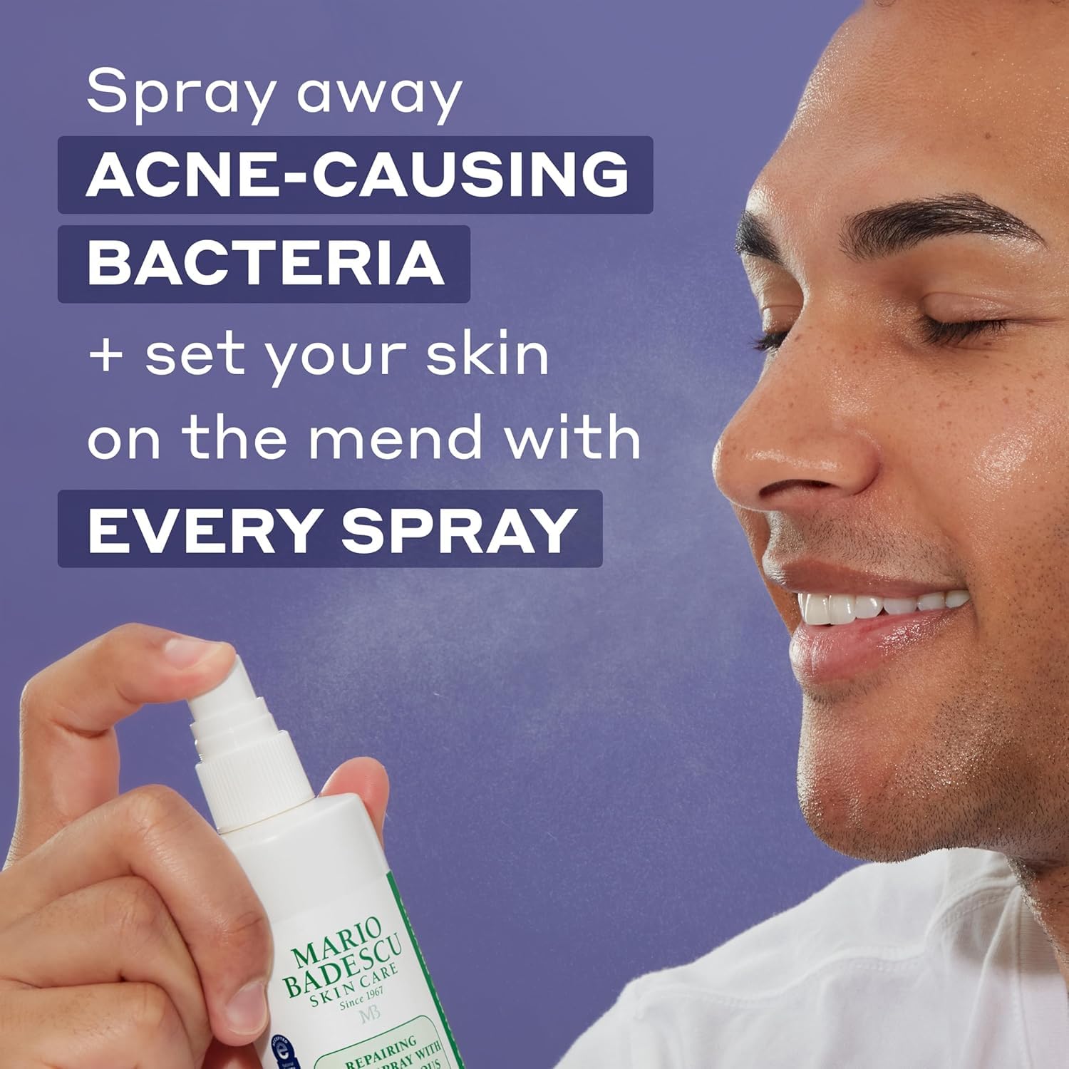 Close up of Mario Badescu HOCl facial spray bottle label