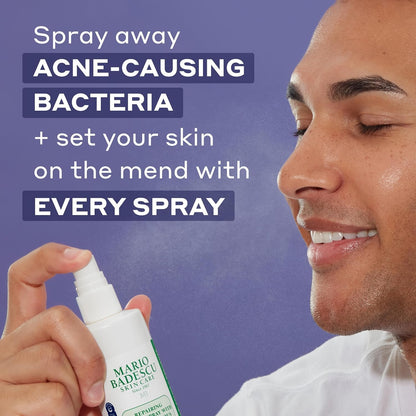 Close up of Mario Badescu HOCl facial spray bottle label