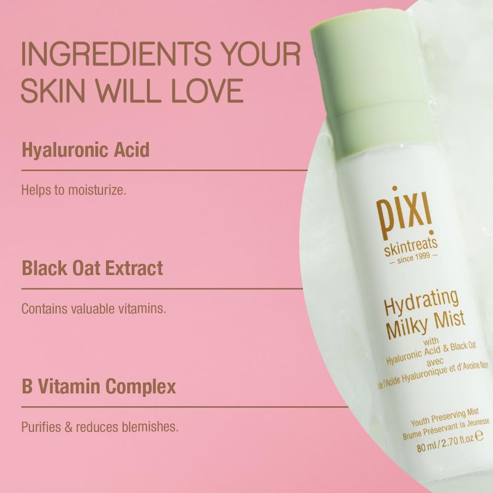 Pixi Skintreats Hydrating Milky Mist fine spray packaging details