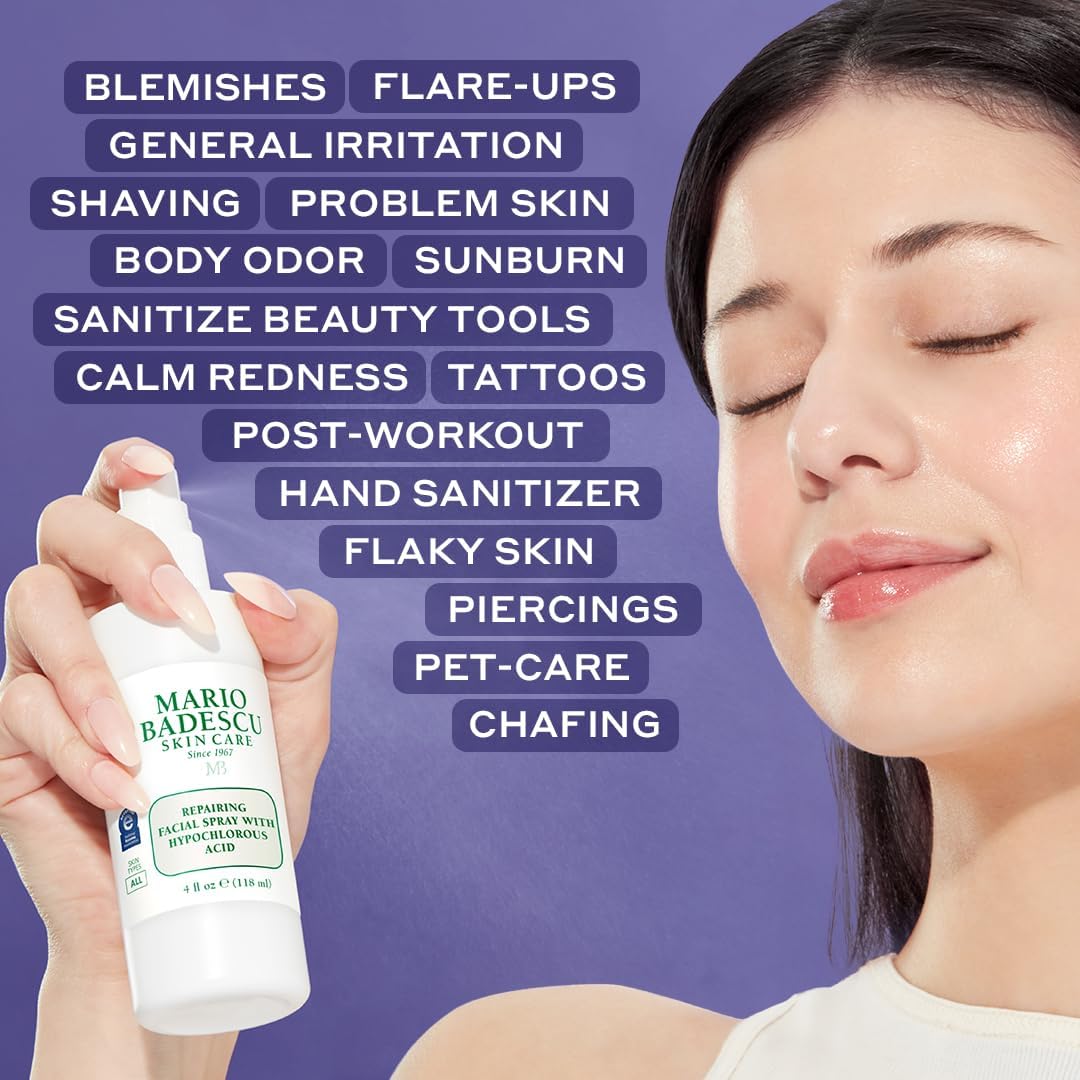 Back label of Mario Badescu hypochlorous acid facial spray
