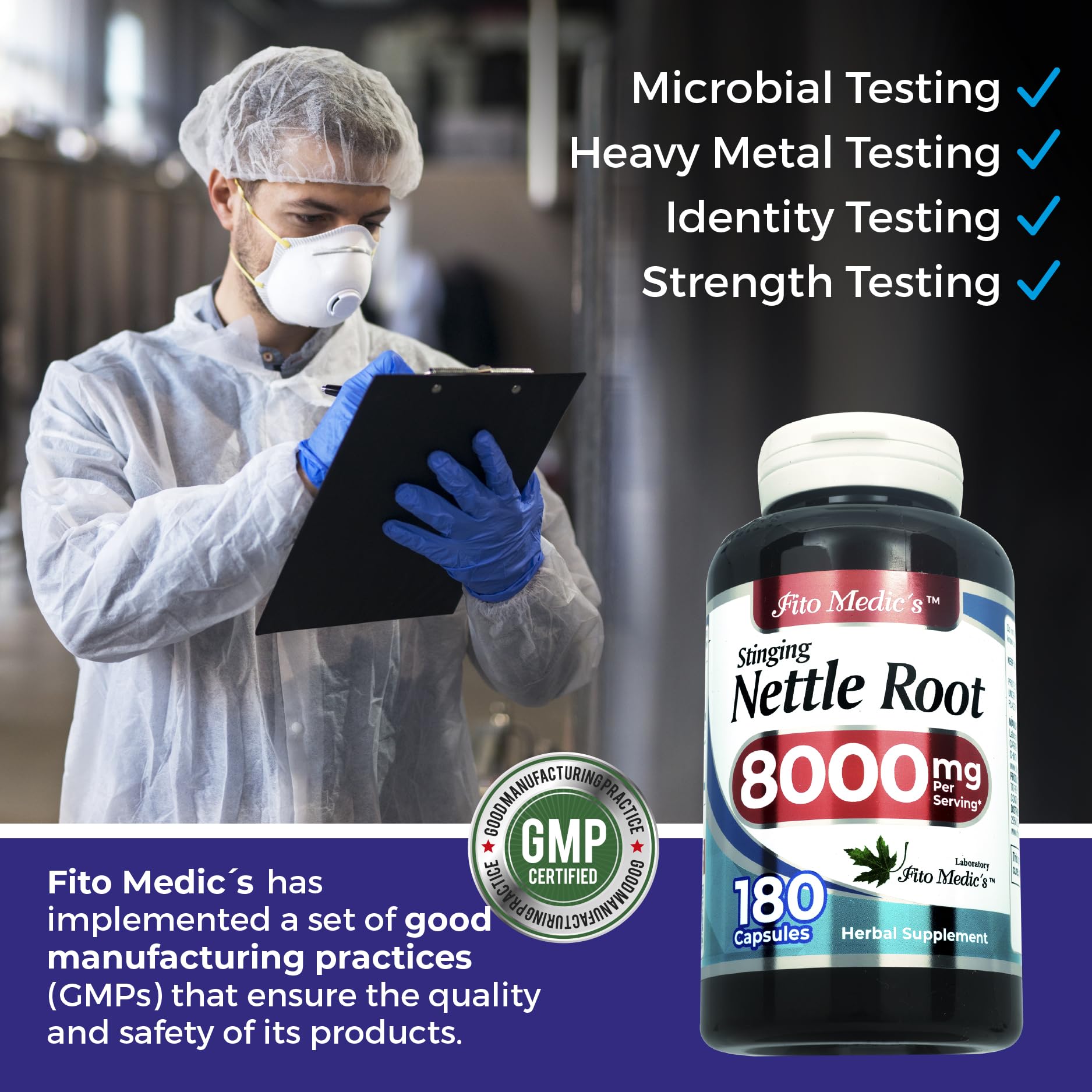 Fito Medics Stinging Thistle Nettle Root packaging top view showing secure tamper evident seal
