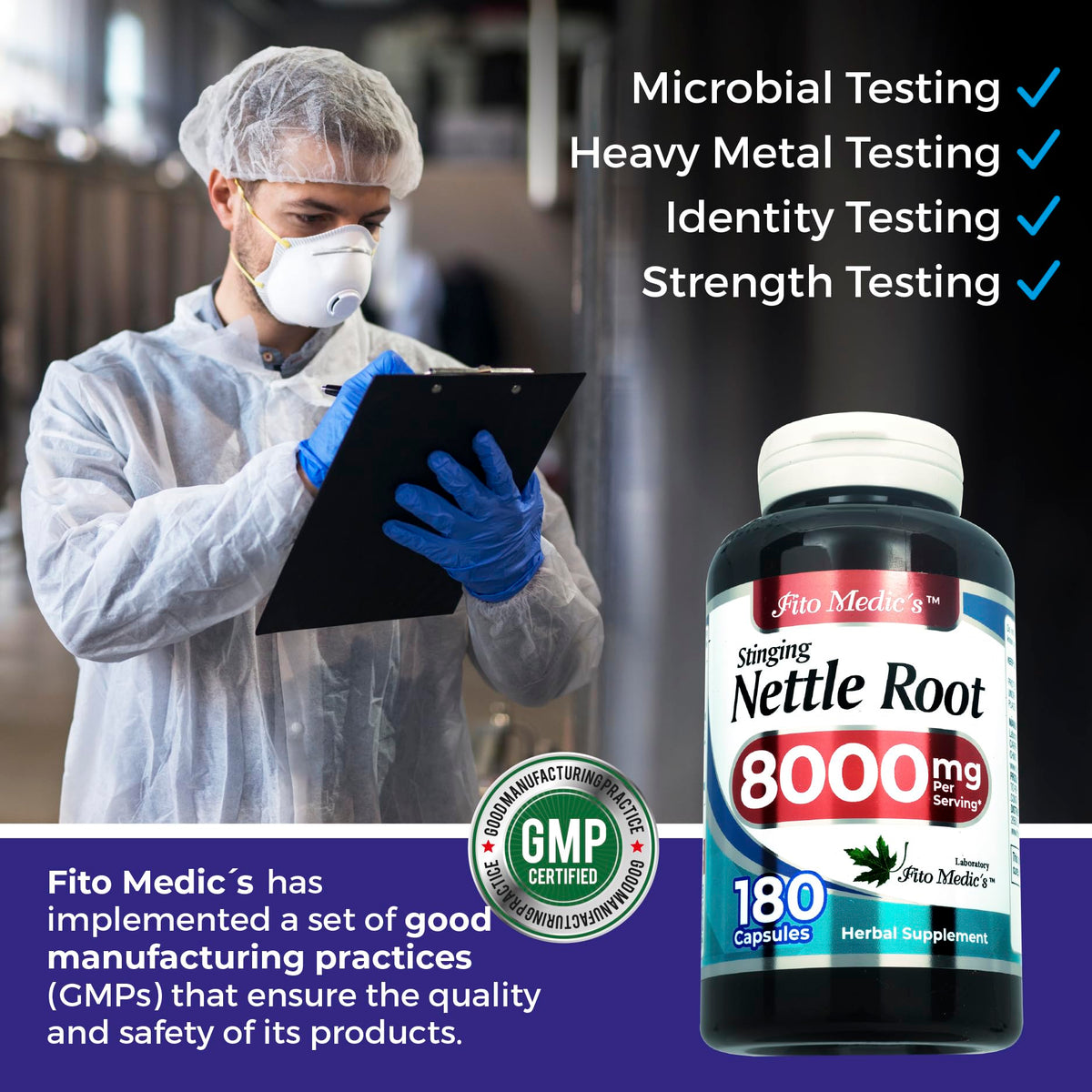 Fito Medics Stinging Thistle Nettle Root packaging top view showing secure tamper evident seal