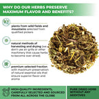 Premium Wildfield Herbs Urtica dioica dried tea leaves close up details