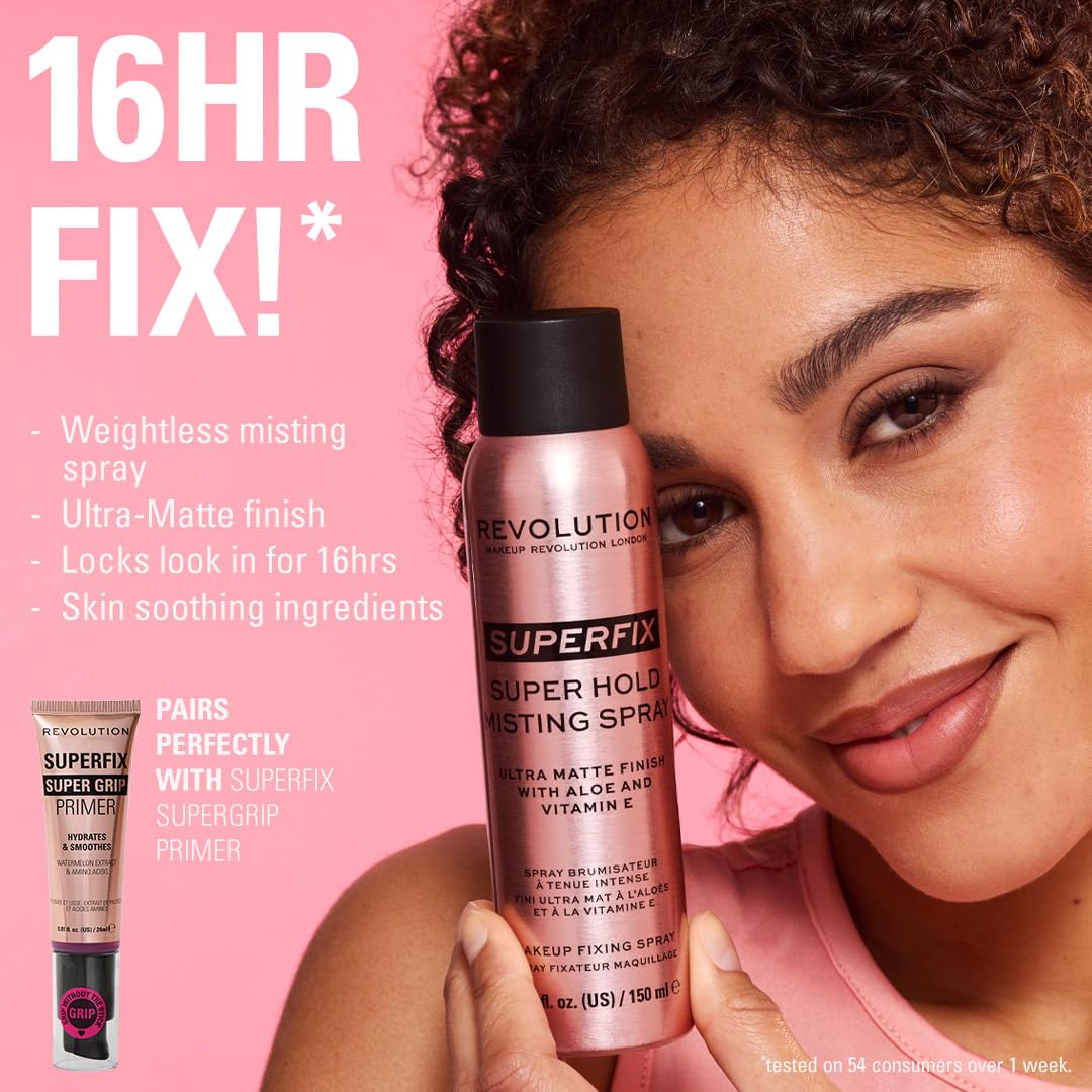 Makeup Revolution Superfix strong hold setting mist spray nozzle and protective cap close up