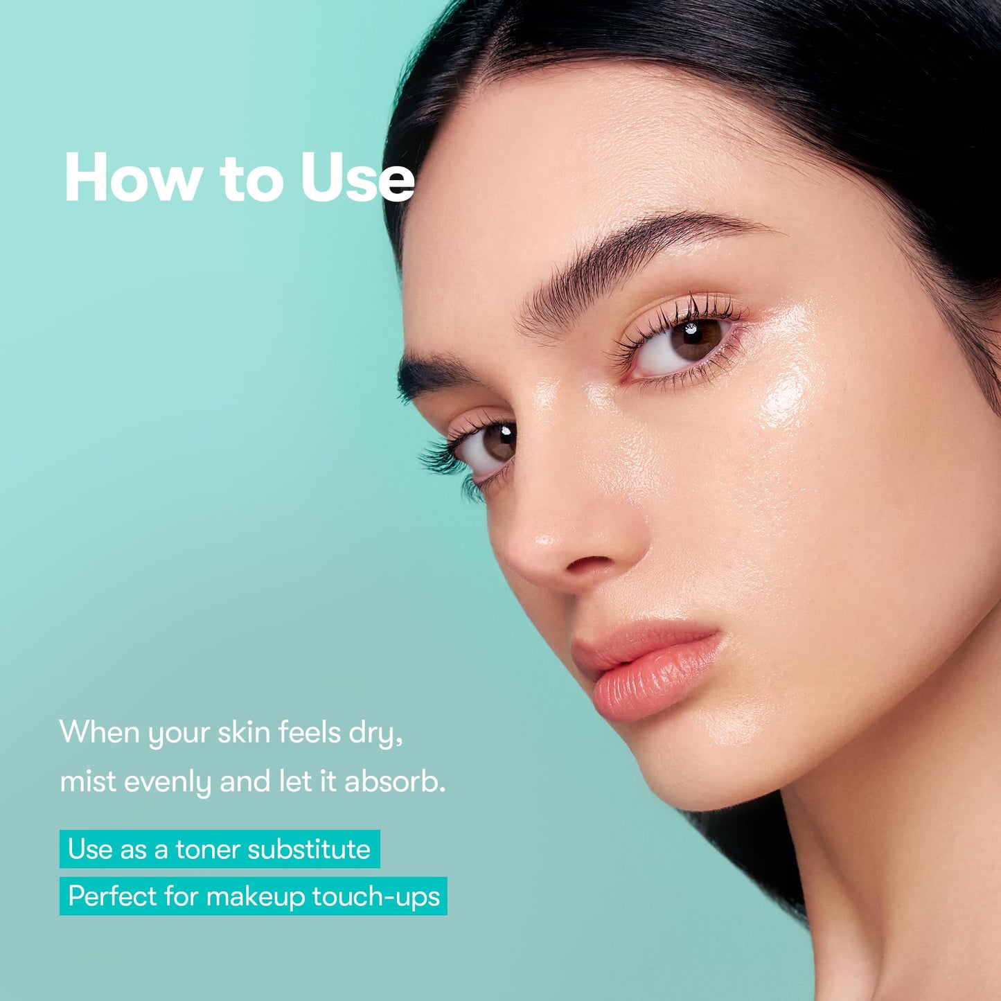 Lifestyle application of VT Cosmetics facial mist on skin