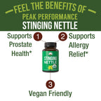 Peak Performance stinging nettle capsules supplement facts and ingredient label details