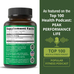 Side view of Peak Performance stinging nettle supplement showcasing clean formulation and allergen warnings