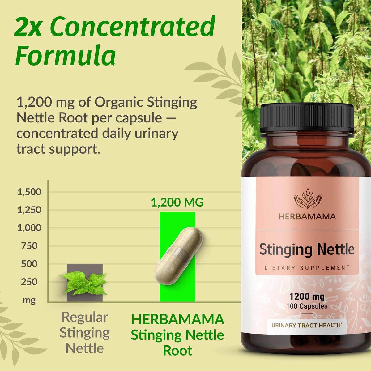 HERBAMAMA herbal prostate health supplement bottle sitting upright on a clean retail shelf setup