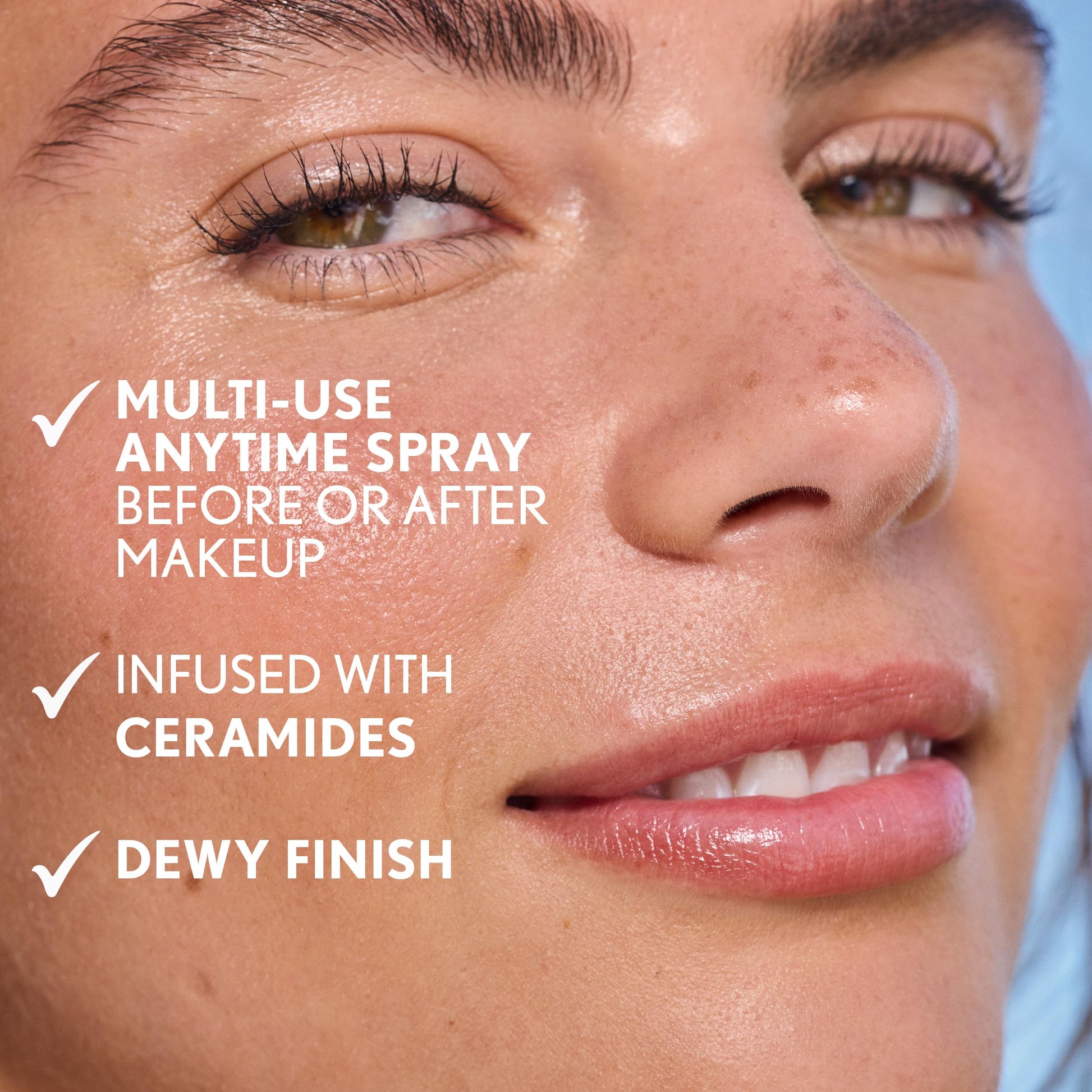 Back label of COVERGIRL Nourishing Milk Spray showing the ceramide and hyaluronic acid ingredients.