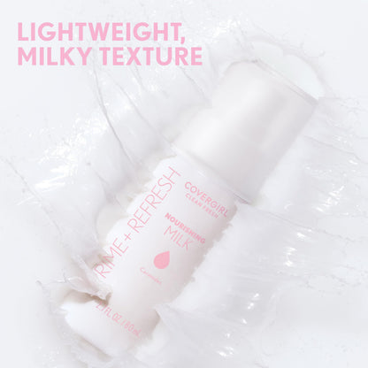Close up shot of the lightweight milky texture of the COVERGIRL moisturizing face mist.