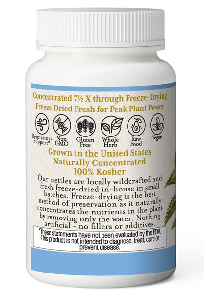 Eclectic Institute raw freeze-dried nettle leaf capsule bottle