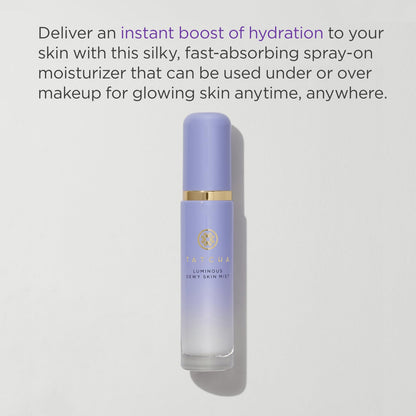 Imported Tatcha hydrator and finishing spray showing fine mist dispenser