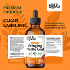 Wild And Organic Stinging Nettle Leaf Tincture four fluid ounce bottle highlighting urinary support benefits
