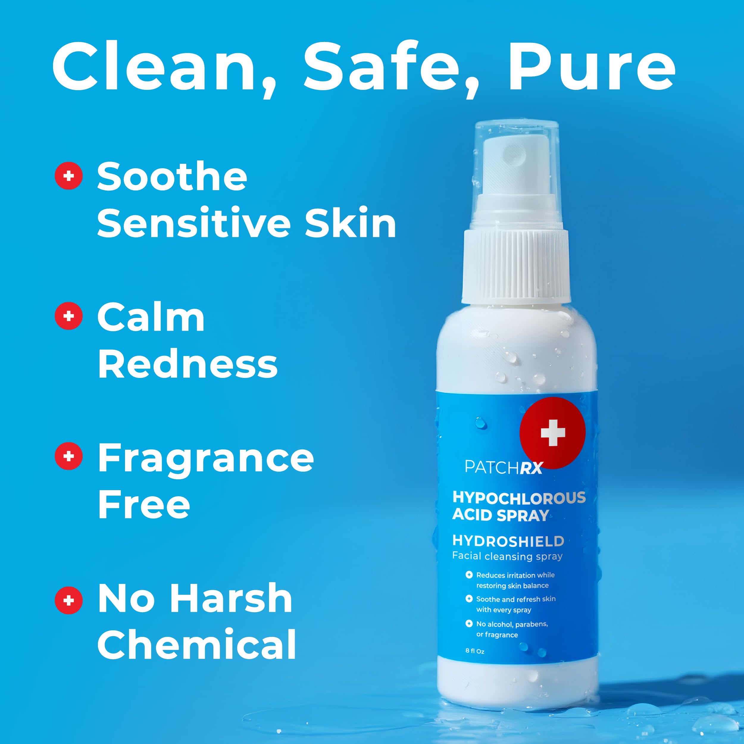 Person using PatchRx antibacterial skin recovery spray