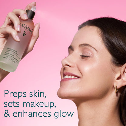 Caudalie Beauty Elixir luxury facial toner mist packaging showcasing the ingredients list